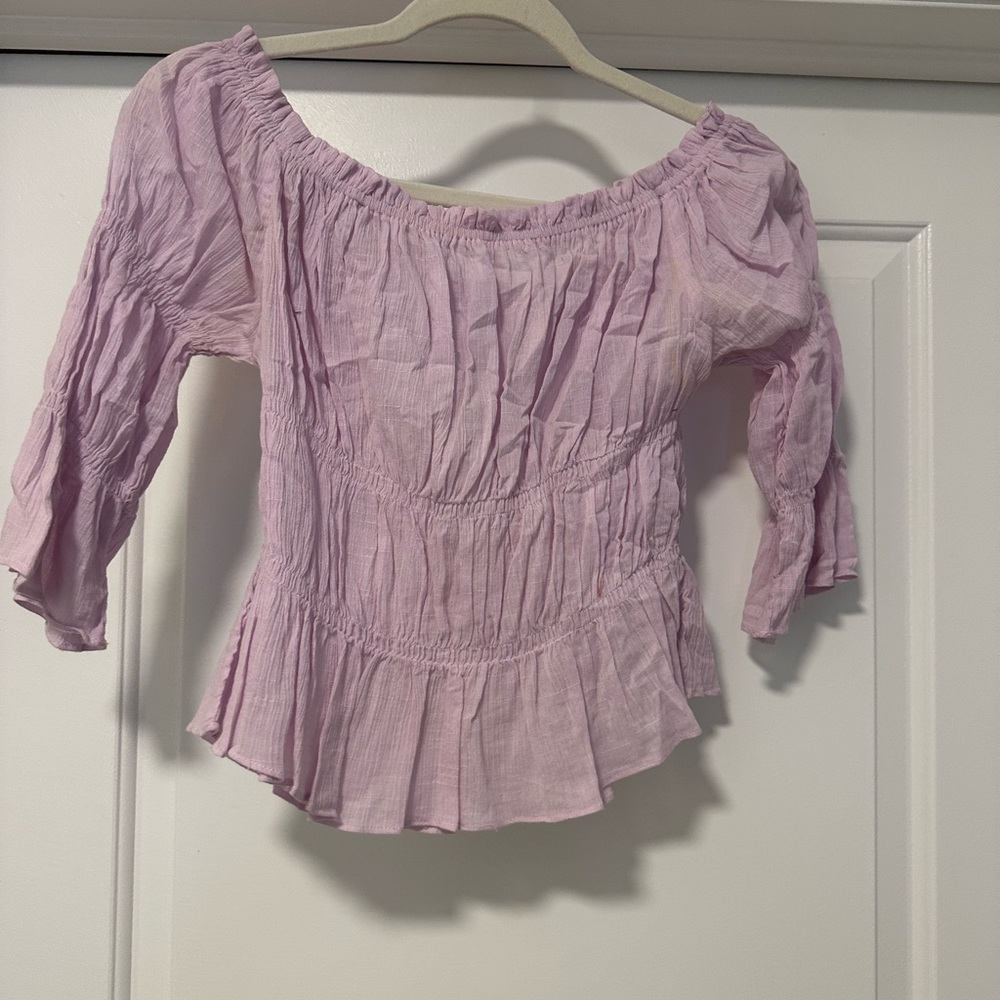 Lush Lavender Off-Shoulder Blouse